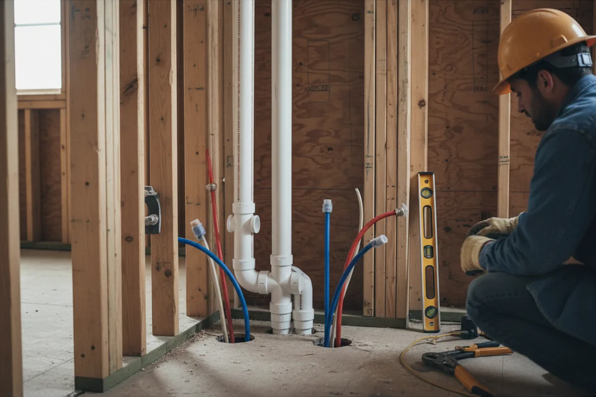 Drain and supply rough-in during Drain Cleaning in Mountainside