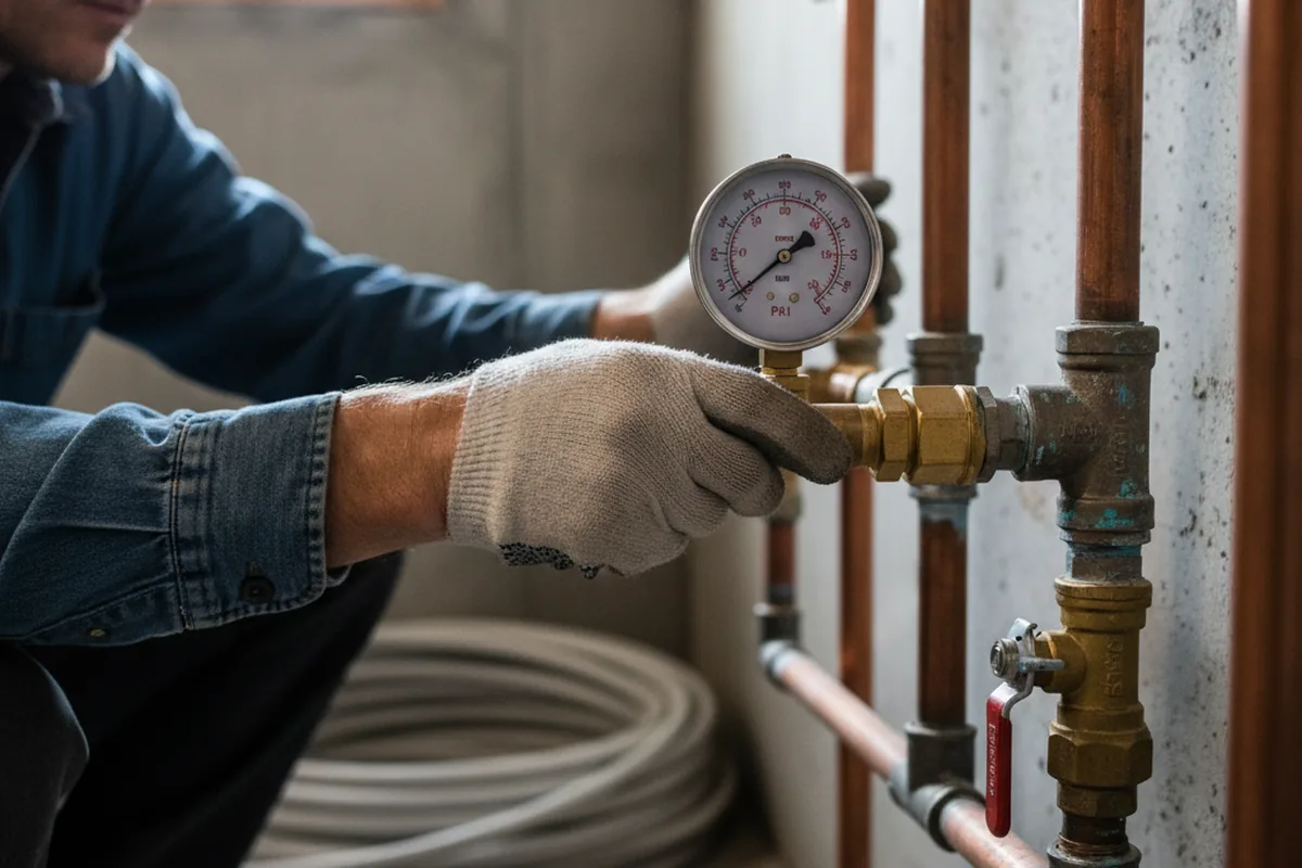 Pressure testing a repaired line during Water Line Repair in Mountainside